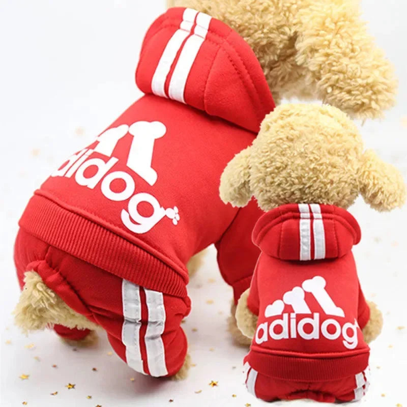 Adidog Dog Hoodies Tracksuit for Dogs Autumn Winter Dog Clothes Sport Sweatshirt Small Dogs Jumpsuit Soft & Warm Yorkie Outfit