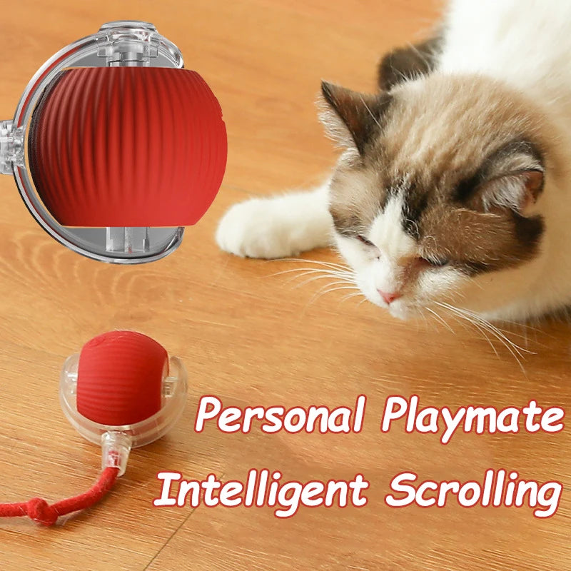 Cat Interactive Ball Toys Automatic Rolling Ball Faux Tail Rechargeable Smart Pet Electric Toy Dog Cat Training Imitate Mouse